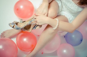 風船と女性